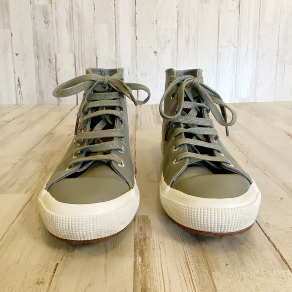 Superga | Womens Gray Leather Lace Up High Top | Size: 7 - Picture 2 of 10